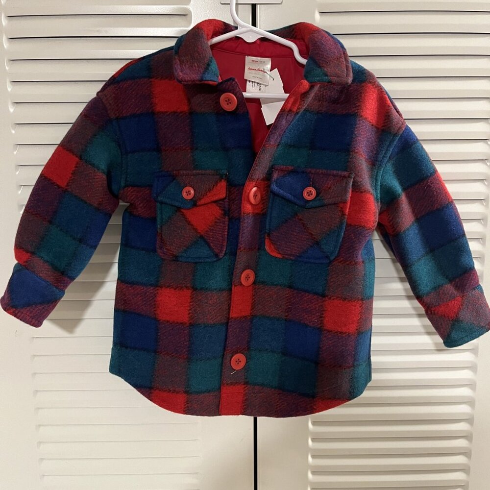 Hanna Andersson 3T Red And Blue Plaid Shacket